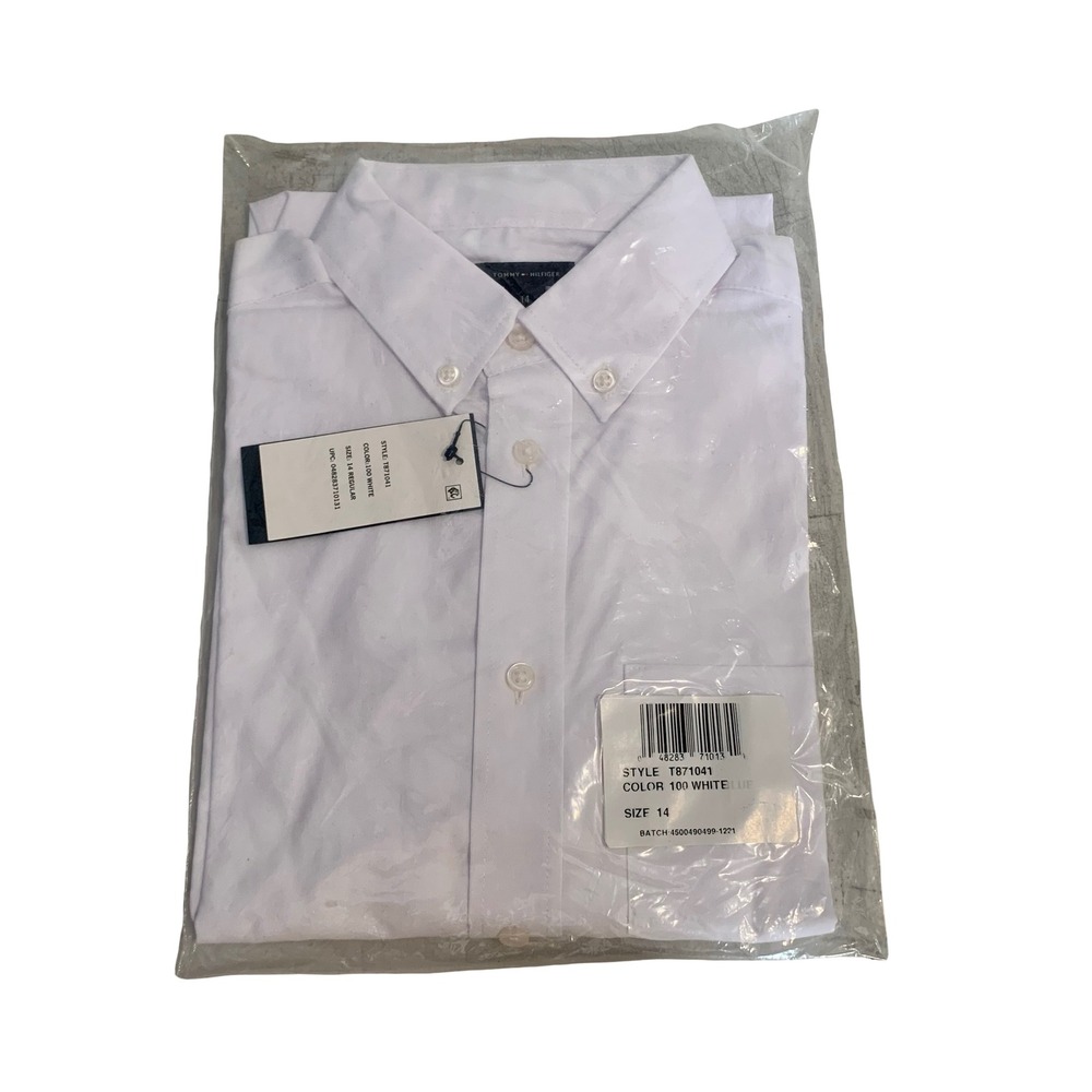 Tommy Hilfiger Boys White Long Sleeve Button Down Dress Shirt Size 14 T871041